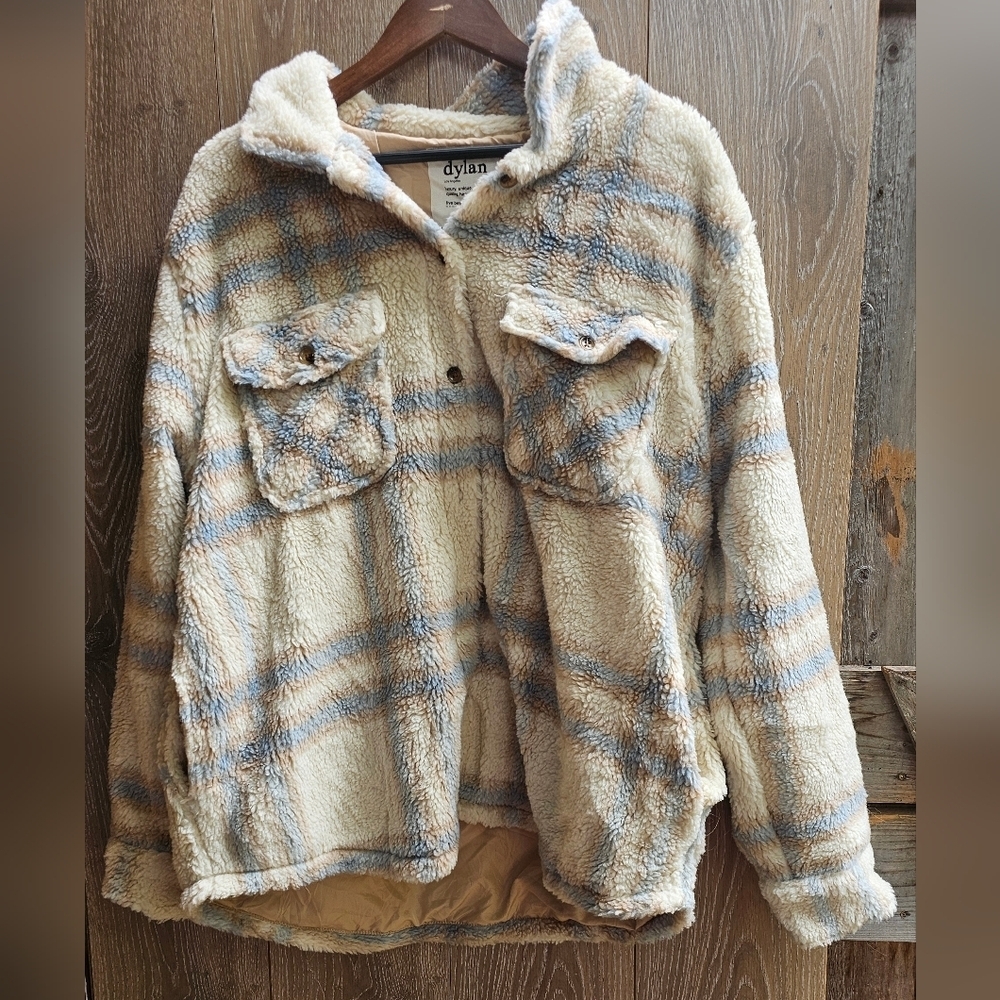 Dylan XL Cream and Blue Sherpa Jacket